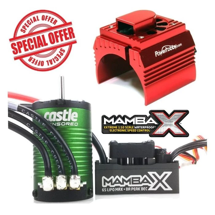 Castle Creations Mamba X 1/10 Sensored ESC 1406 4600KV Motor + Cooling Fan Red 3 Castle Creations Mamba X 1/10 Sensored ESC 1406 4600KV Motor + Cooling Fan Red