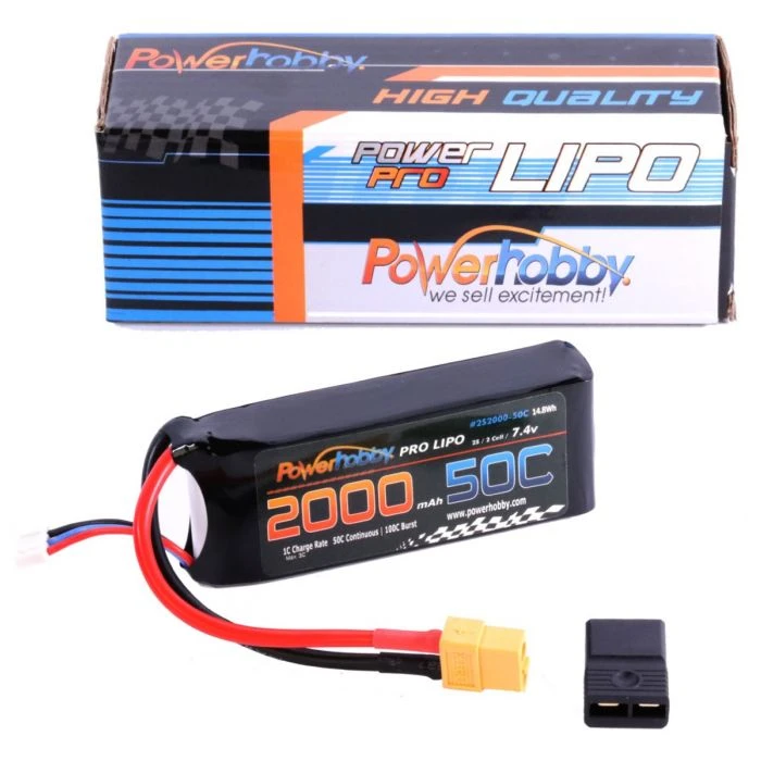 Powerhobby 2s 7.4v 2000mah 50c Lipo Battery W XT60 + Adapter 4 Powerhobby 2s 7.4v 2000mah 50c Lipo Battery W XT60 + Adapter - Image 2
