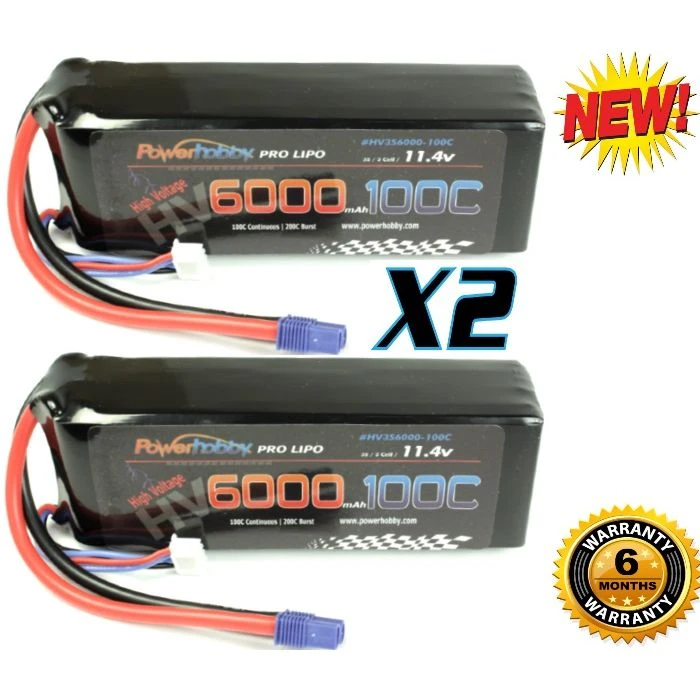 Powerhobby 3S 11.4V HV 6000mAh 100C Lipo Battery Pack W EC3 Plug 3-Cell (2) 4 Powerhobby 3S 11.4V HV 6000mAh 100C Lipo Battery Pack W EC3 Plug 3-Cell (2) - Image 2