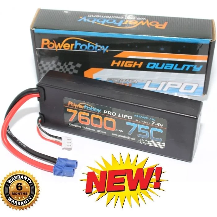 PowerHobby 2S 7.4V 7600mAh 75C Lipo Battery Pack W EC3 Plug Hard Case 4 PowerHobby 2S 7.4V 7600mAh 75C Lipo Battery Pack W EC3 Plug Hard Case - Image 2