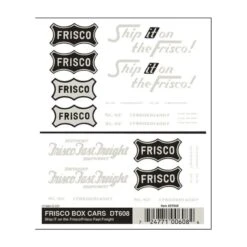Woodland Scenics DT608 HO Scale Frisco Box Cars Decal (1 Sheet)