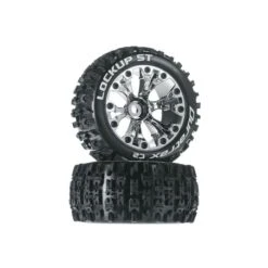 Duratrax Lockup ST Mounted Chrome Tire/Wheel Traxxas Rustler Stamp Jato Monstor