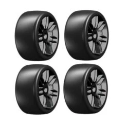 GRP 1:8 GT T02 Slick S7 MediumHard Mounted Tires Spoked Black Wheel (4) GTX02-S7