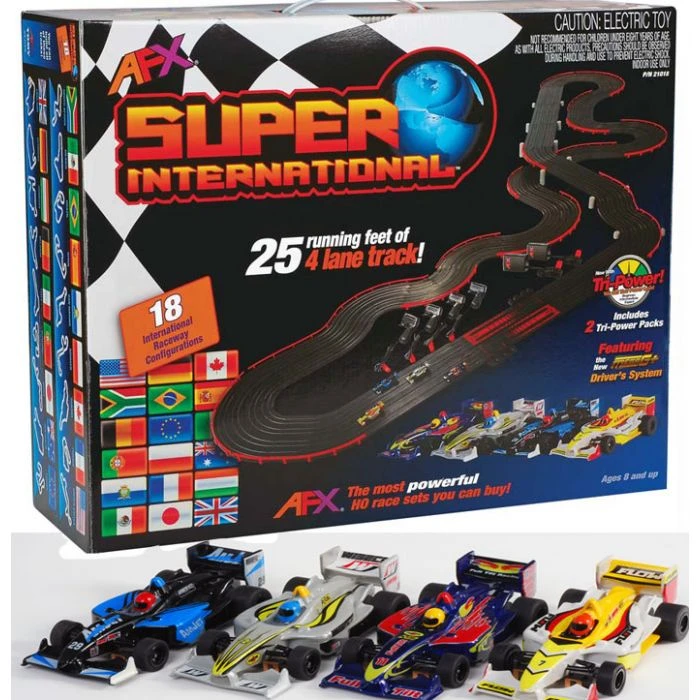 New AFX MegaG+ Super International Ho Slot Car Race Set Tri Power 21018 4 Lane 3 New AFX MegaG+ Super International Ho Slot Car Race Set Tri Power 21018 4 Lane