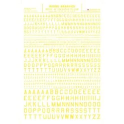 Woodland Scenics MG742 45 Deg USA Gothic Letter Yel 1/16-5/16 Train Decal Sheet