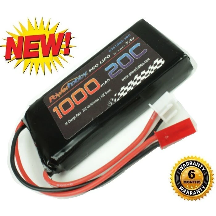 Powerhobby 2S 7.4V 1000mah 20c Lipo Battery With Just Connector 3 Powerhobby 2S 7.4V 1000mah 20c Lipo Battery With Just Connector