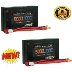 PowerHobby 2S 7.4V 5000mAh 100C Shorty Lipo Battery W 4mm ( 2 Pack)