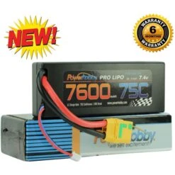 PowerHobby 2S 7.4V 7600mAh 75C Lipo Battery Pack W XT90 Plug Hard Case