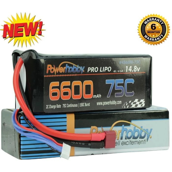 PowerHobby 4S 14.8V 6600mAh 75C-150C Lipo Battery Pack Deans Plug 4-Cell (2) 4 PowerHobby 4S 14.8V 6600mAh 75C-150C Lipo Battery Pack Deans Plug 4-Cell (2) - Image 2