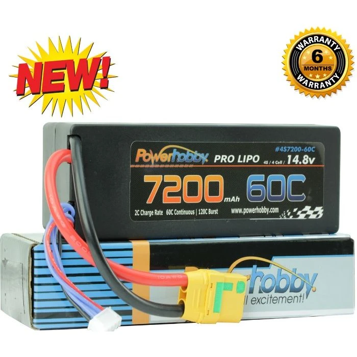 PowerHobby 4S 14.8V 7200mAh 60C-120C Lipo Battery XT90 Plug 4-Cell Hard Case (2) 4 PowerHobby 4S 14.8V 7200mAh 60C-120C Lipo Battery XT90 Plug 4-Cell Hard Case (2) - Image 2