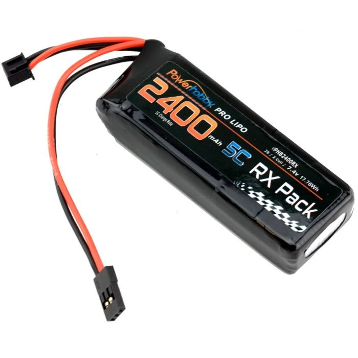 Powerhobby 2S 7.4V 2400mAh 5C RX Receiver Lipo Hump Battery Pack Servo Connector 4 Powerhobby 2S 7.4V 2400mAh 5C RX Receiver Lipo Hump Battery Pack Servo Connector - Image 2