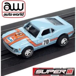 Auto World Super III 1970 Ford Mustang Boss 302 Gulf HO Scale Slot Car SC383