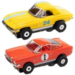 Auto World 1965 Ford Mustang Fastback 1967 Chevy Corvette Thunderjet HO Slot Cars